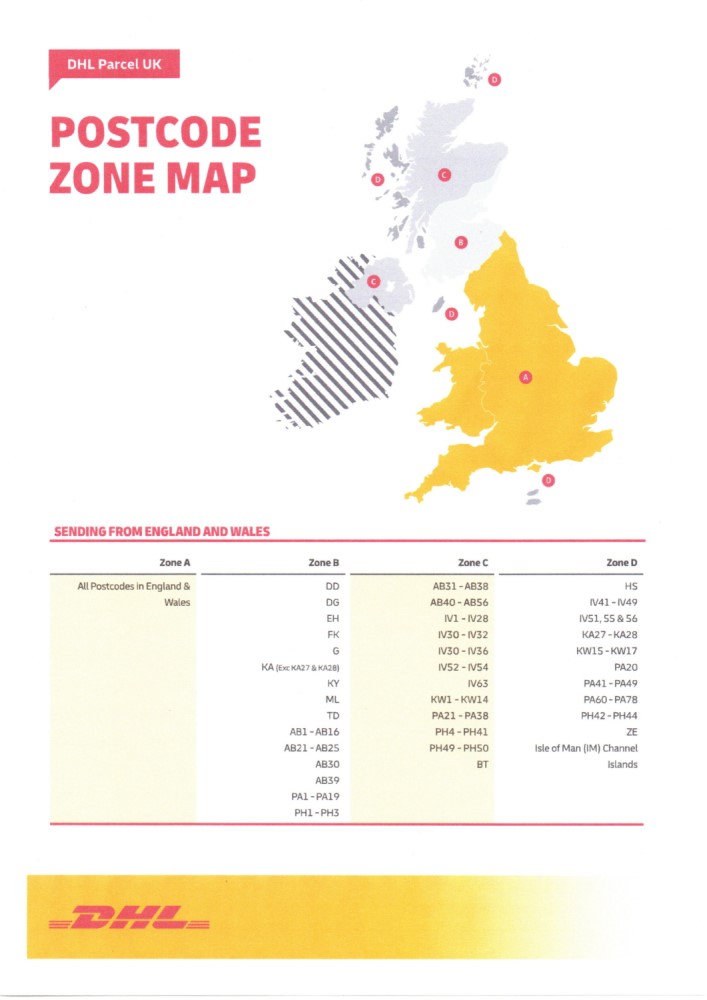 DHL Parcel Post Code Map